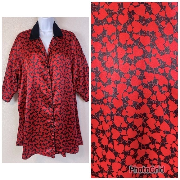 Gold Label Victoria’s Secret Heart Satin Sleep Shirt Size M/L - Picture 1 of 7